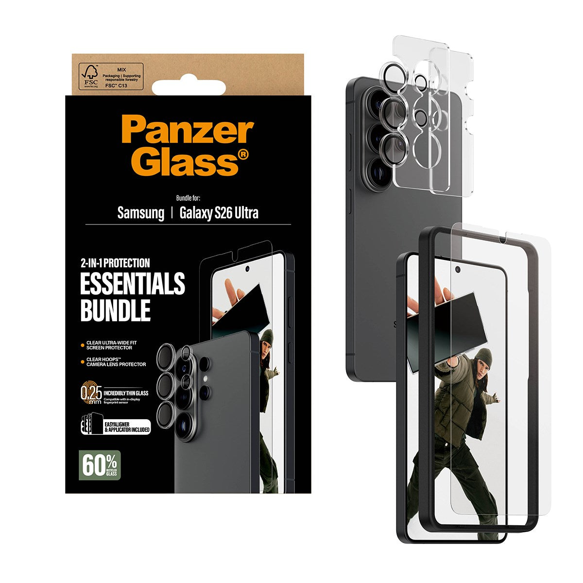 PanzerGlass® Hoops® 2-in-1 Bundle Samsung Galaxy S26 Ultra | Ultra-Wide Fit